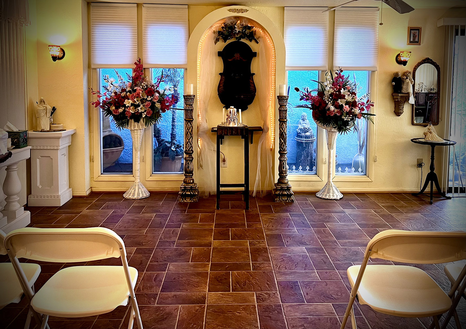 Intimate indoor wedding chapel venue.